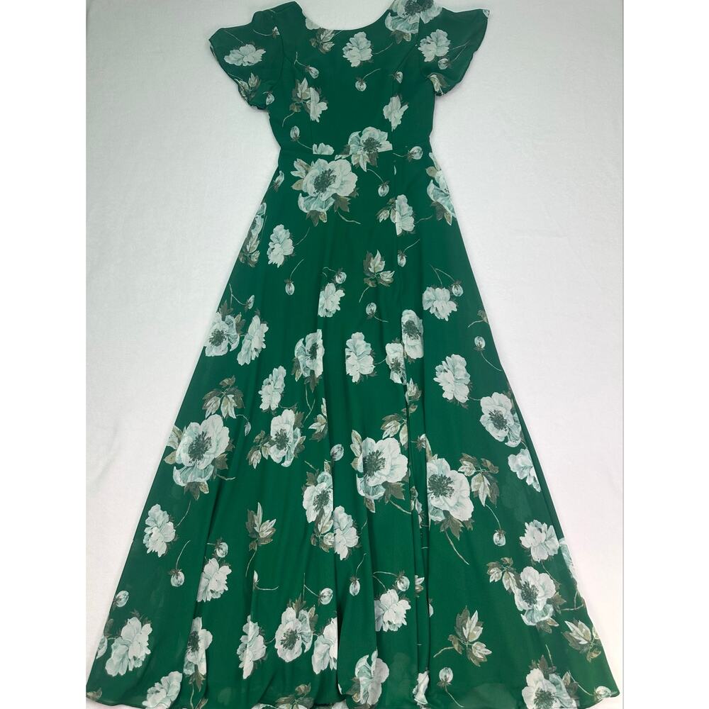 NWOT Lulus Classic Love Green Floral Tie Back Open Back Maxi Dress Size Small - Picture 8 of 13